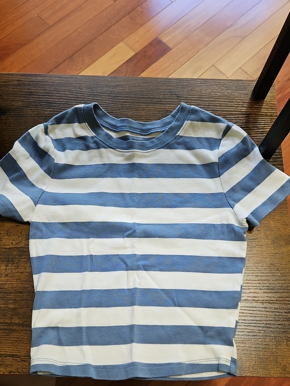 No Boundaries Blue and White Striped Short Sleeve Tee